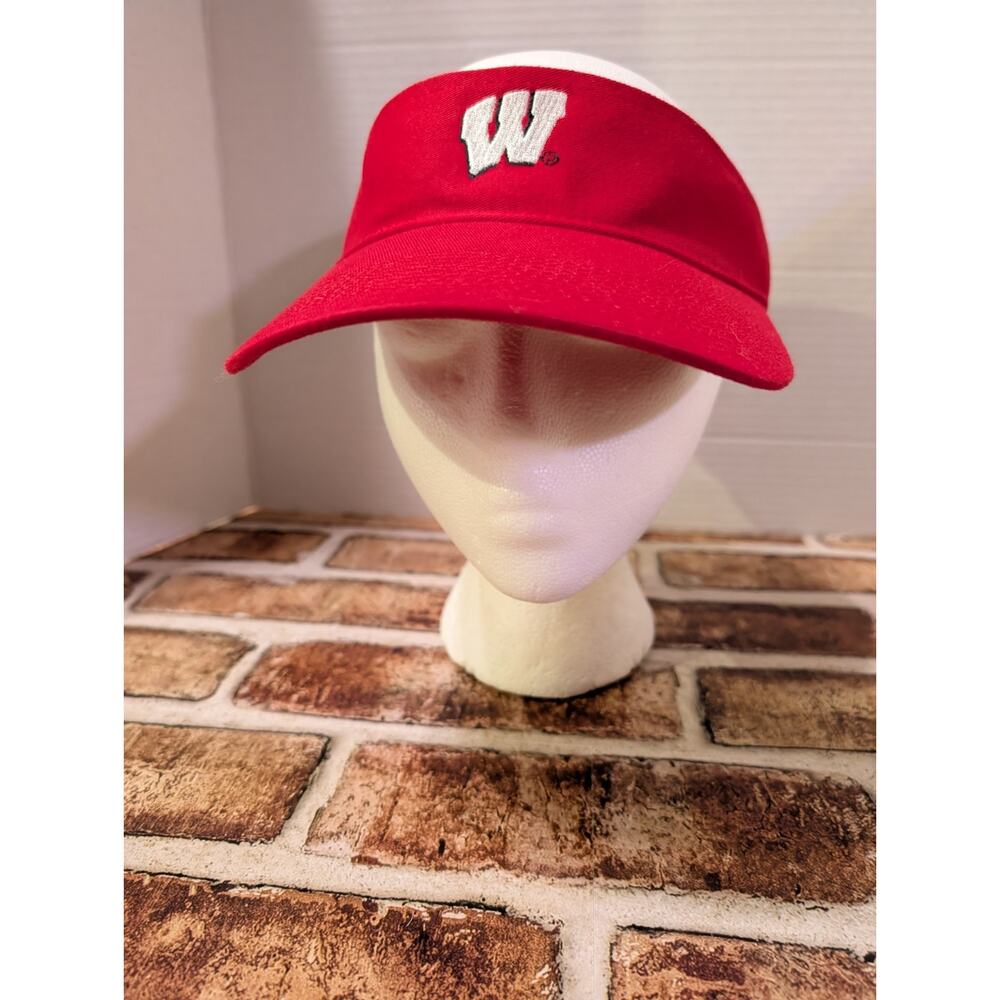 Wisconsin Badgers Officially Licensed Visor Hat Cap Red & White Adjustable Strap